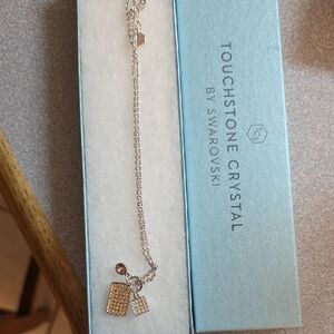 Touchstone Crystal Silver Necklace with Gold Accents- 2 Available